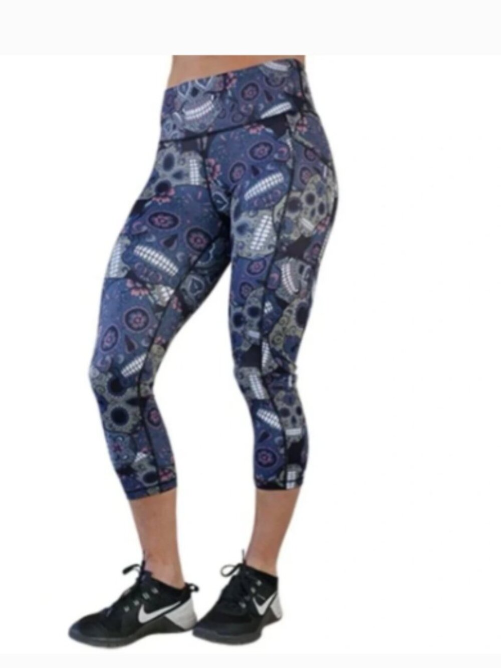 CVG CONSTANTLY VARIED GEAR Midnight Skull CAPRI Leggings Size M Squat Proof!